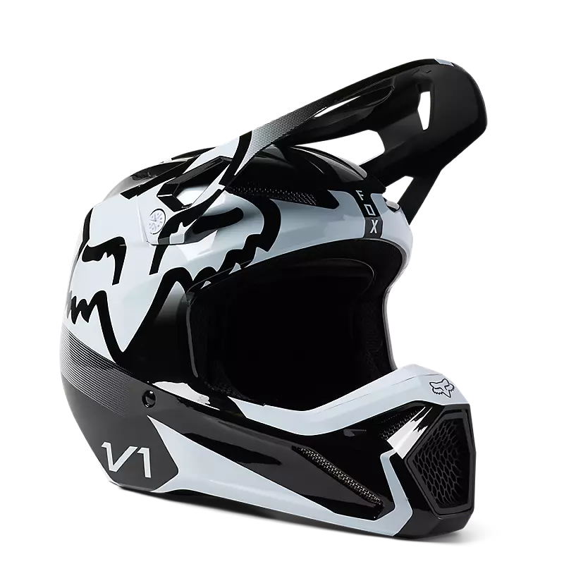 Fox Racing V1 LEED Youth Helmet Black White Small